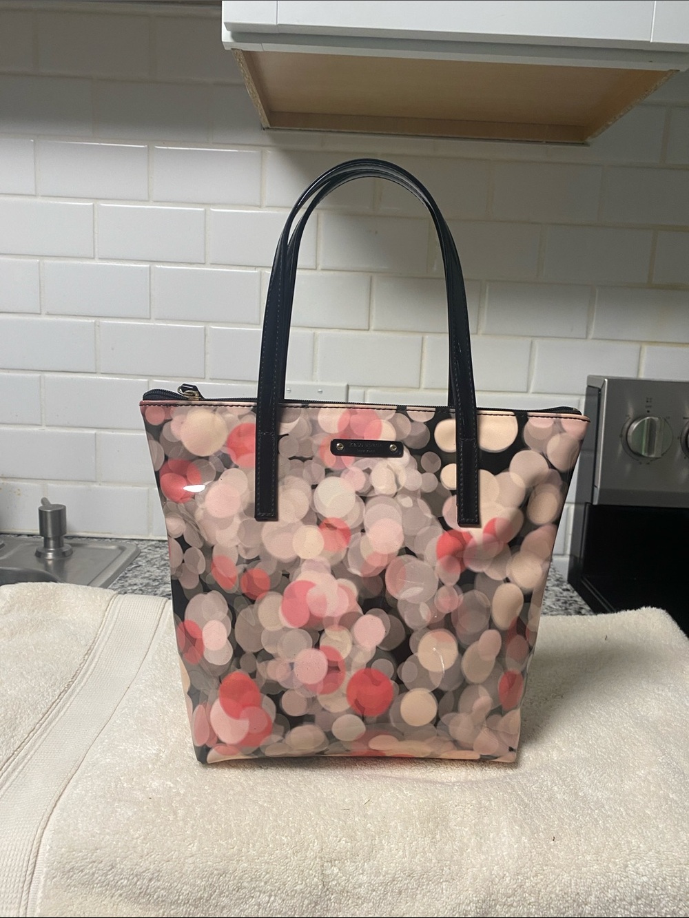 kate spade Pink and Black Bubble Print Tote